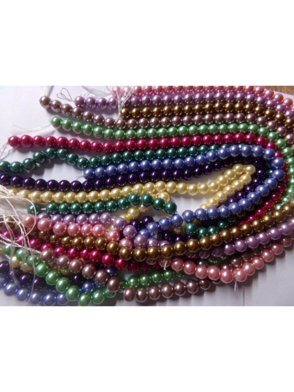 10 Strands Mixed Color Pearly Glass Beads 8mm